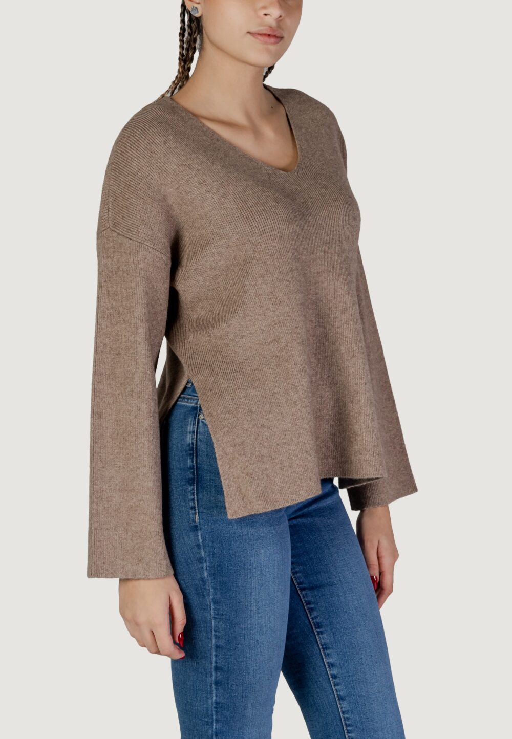 Maglione Only ONLKATIA LS RIB Marrone - Foto 3