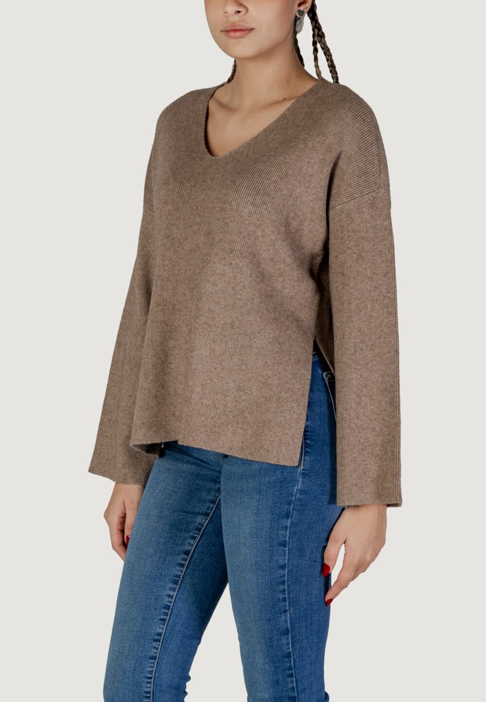 Maglione Only ONLKATIA LS RIB Marrone - Foto 5