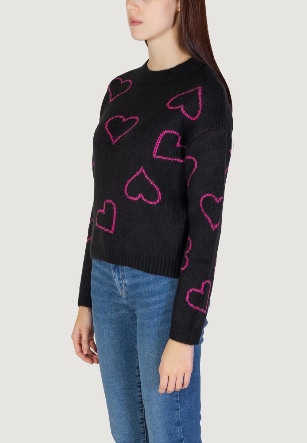 Maglione Only ONLHAPPIE LS HEART Nero - Foto 2