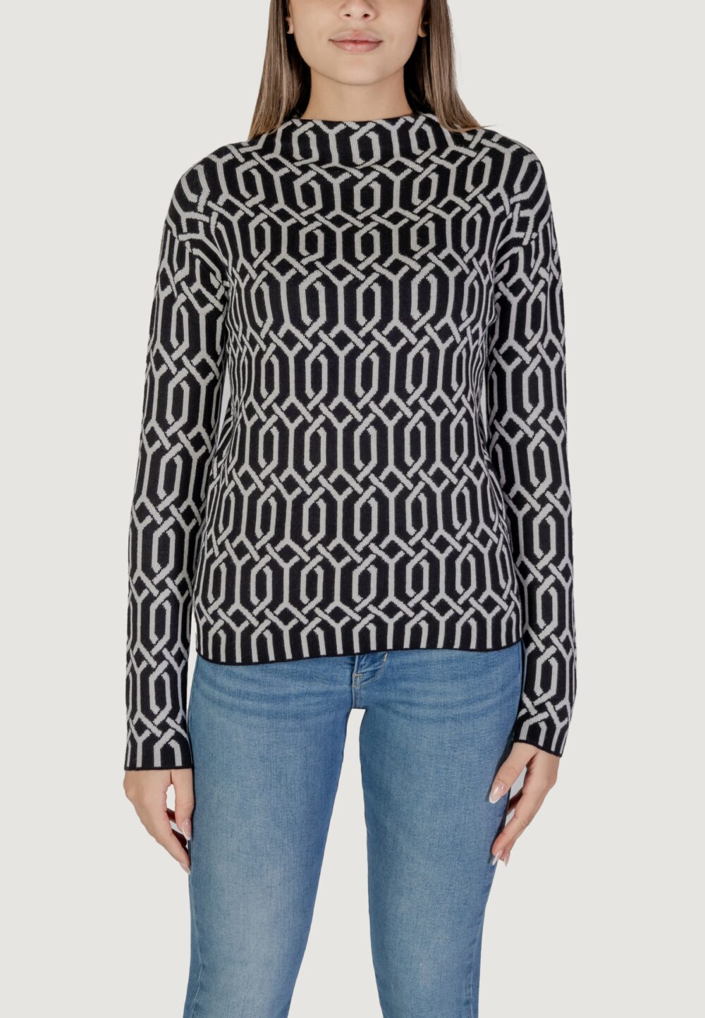 Maglione Street One graphical jacquard sweater Nero - Foto 1