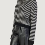 Maglione Vero Moda VMURANUS LS ONECK CROPPED PULLOVER GA Black-White - Foto 2