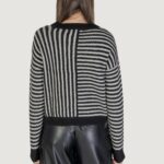 Maglione Vero Moda VMURANUS LS ONECK CROPPED PULLOVER GA Black-White - Foto 4