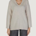 Maglione Vila Clothes VIMIRAZ L/S REV V-NECK KNIT PULLOVER/BF Beige chiaro - Foto 1