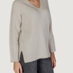 Maglione Vila Clothes VIMIRAZ L/S REV V-NECK KNIT PULLOVER/BF Beige chiaro - Foto 3