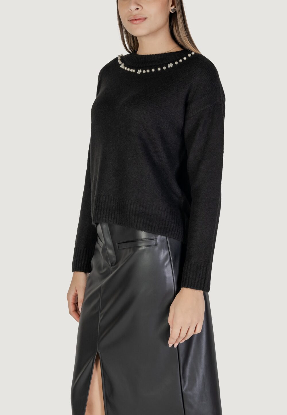 Maglione Vila Clothes VILOUISIANA O-NECK KNIT TOP/KA Nero - Foto 2