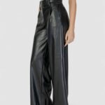 Pantaloni bootcut Only ONLBINA FAUX LEATHER WIDE BF OTW Nero - Foto 2