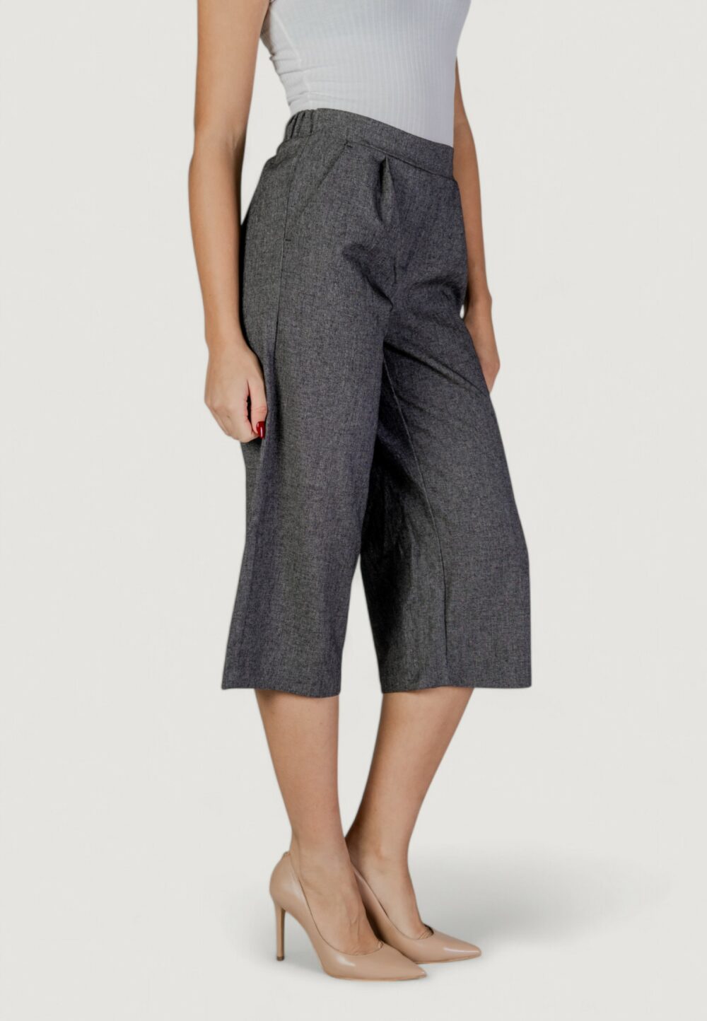 Pantaloni cropped Vero Moda VMANNI HW Black-White - Foto 3