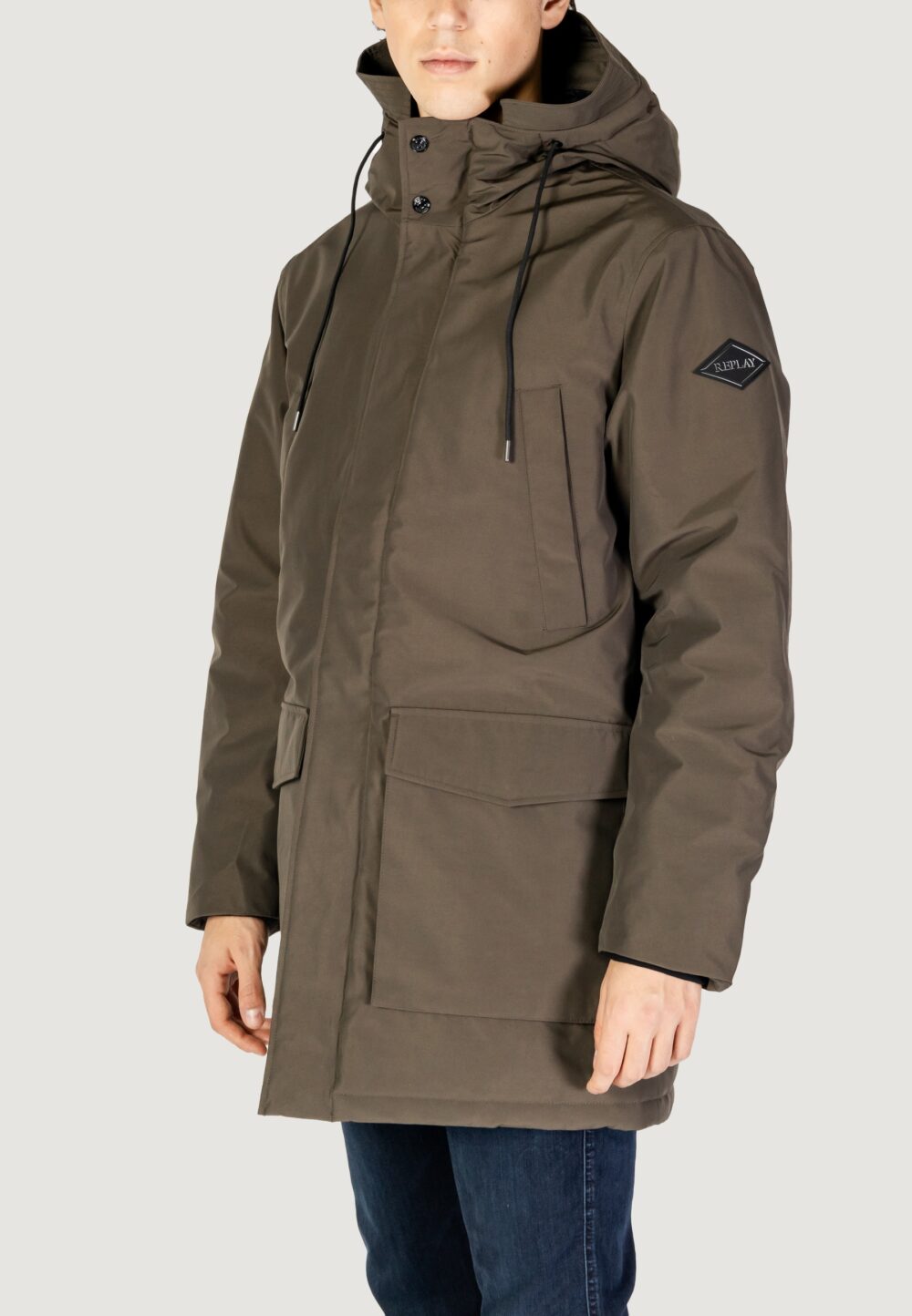 Parka Replay RECYCLED THREE LAYERS NYLON POLY Verde Oliva - Foto 2