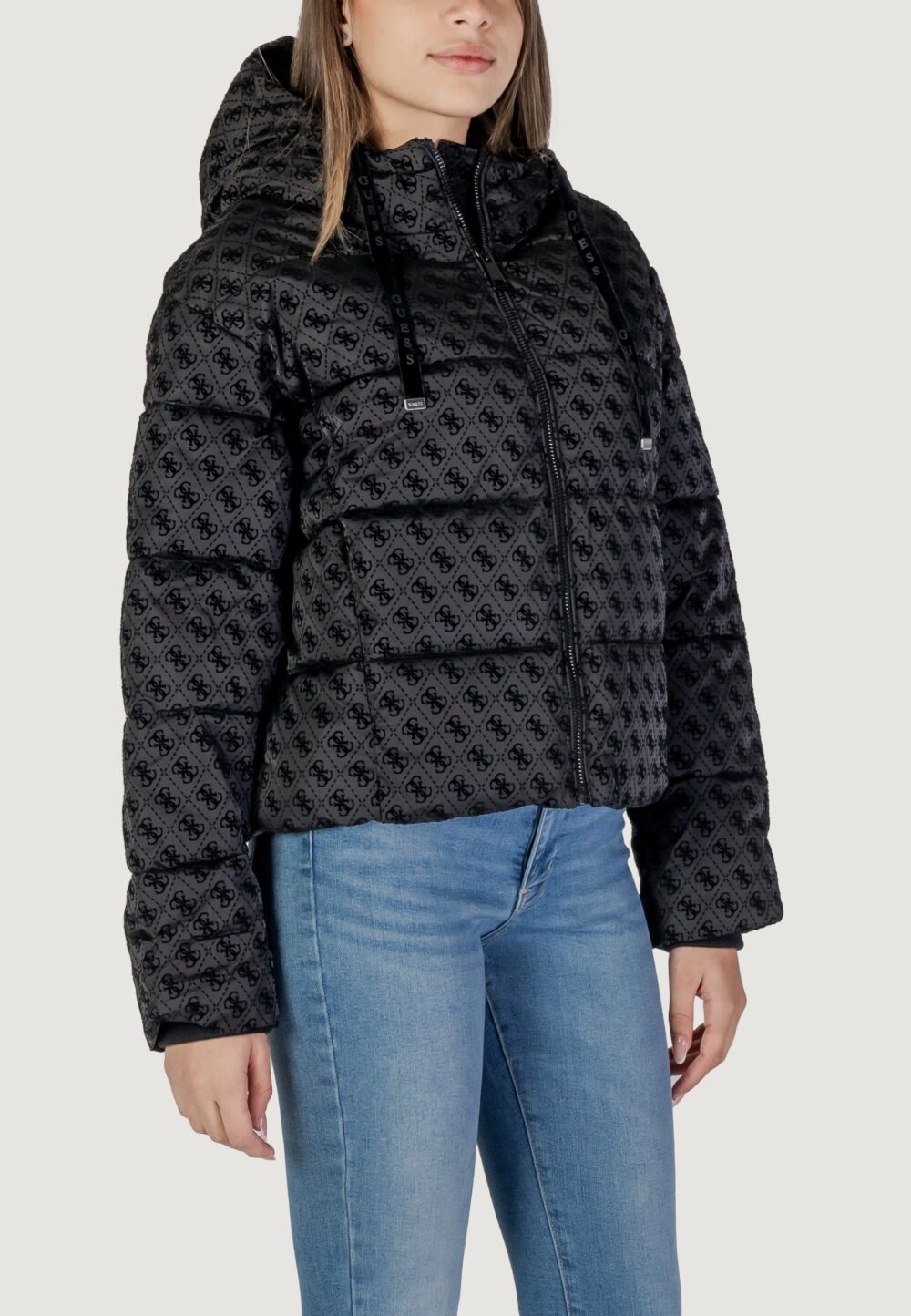 Piumino Guess DAISY PUFFER LOGO FLOCK F Nero - Foto 2