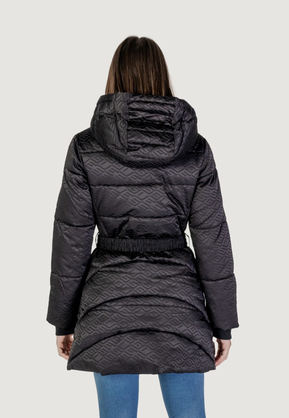 Piumino Guess SELINE LOGO MIDI PUFFER Nero - Foto 4