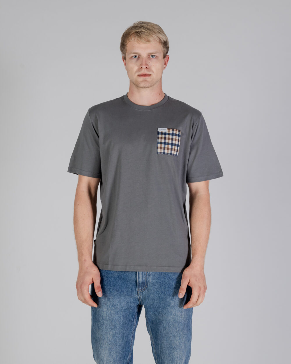 T-shirt Aquascutum ACTIVE CLUB CHECK POCKET T-SHIRT Antracite - Foto 1