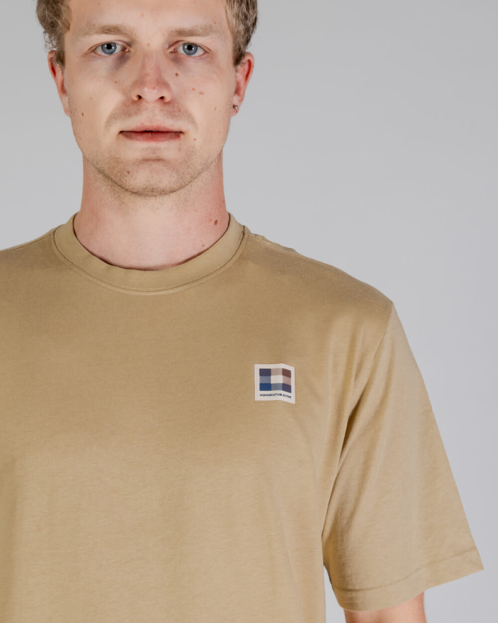 T-shirt Aquascutum ACTIVE CLUB CHECK PATCH T-SHIRT Beige - Foto 4