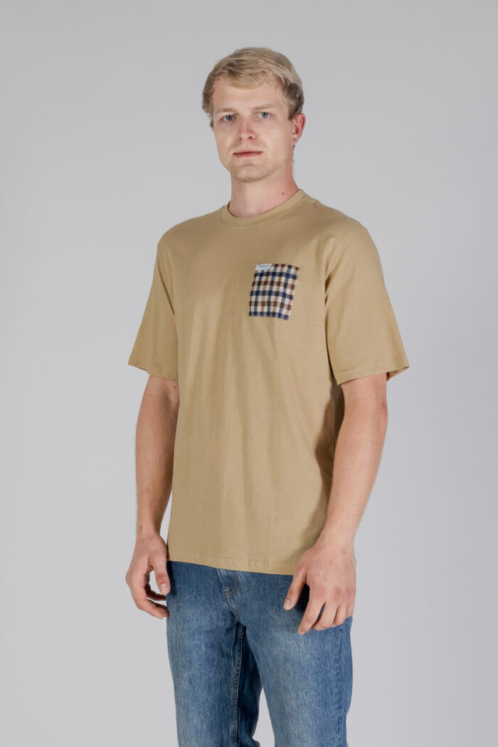 T-shirt Aquascutum ACTIVE CLUB CHECK POCKET T-SHIRT Beige