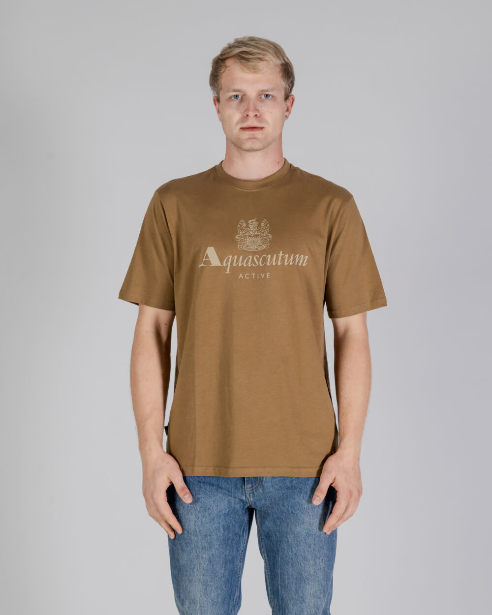 T-shirt Aquascutum ACTIVE BIG LOGO T-SHIRT Beige scuro - Foto 1