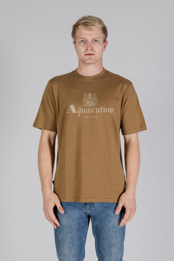 T-shirt Aquascutum ACTIVE BIG LOGO T-SHIRT Beige scuro