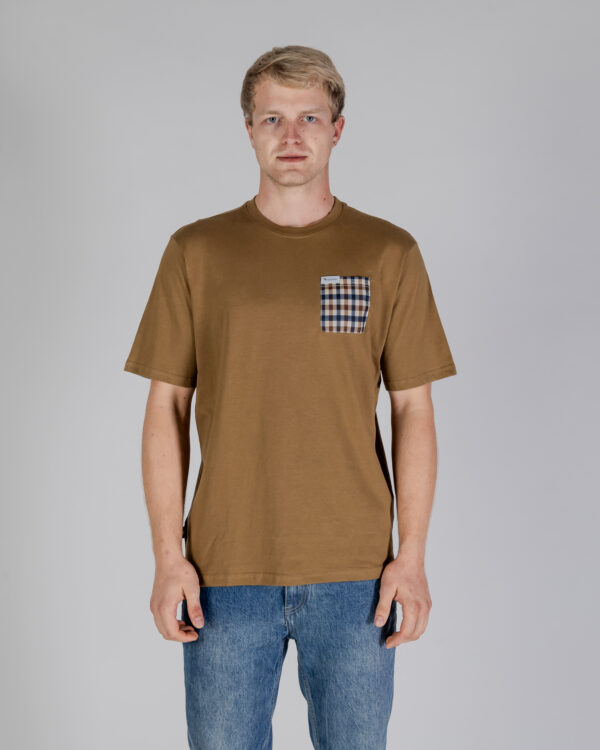 T-shirt Aquascutum ACTIVE CLUB CHECK POCKET T-SHIRT Beige scuro - Foto 1