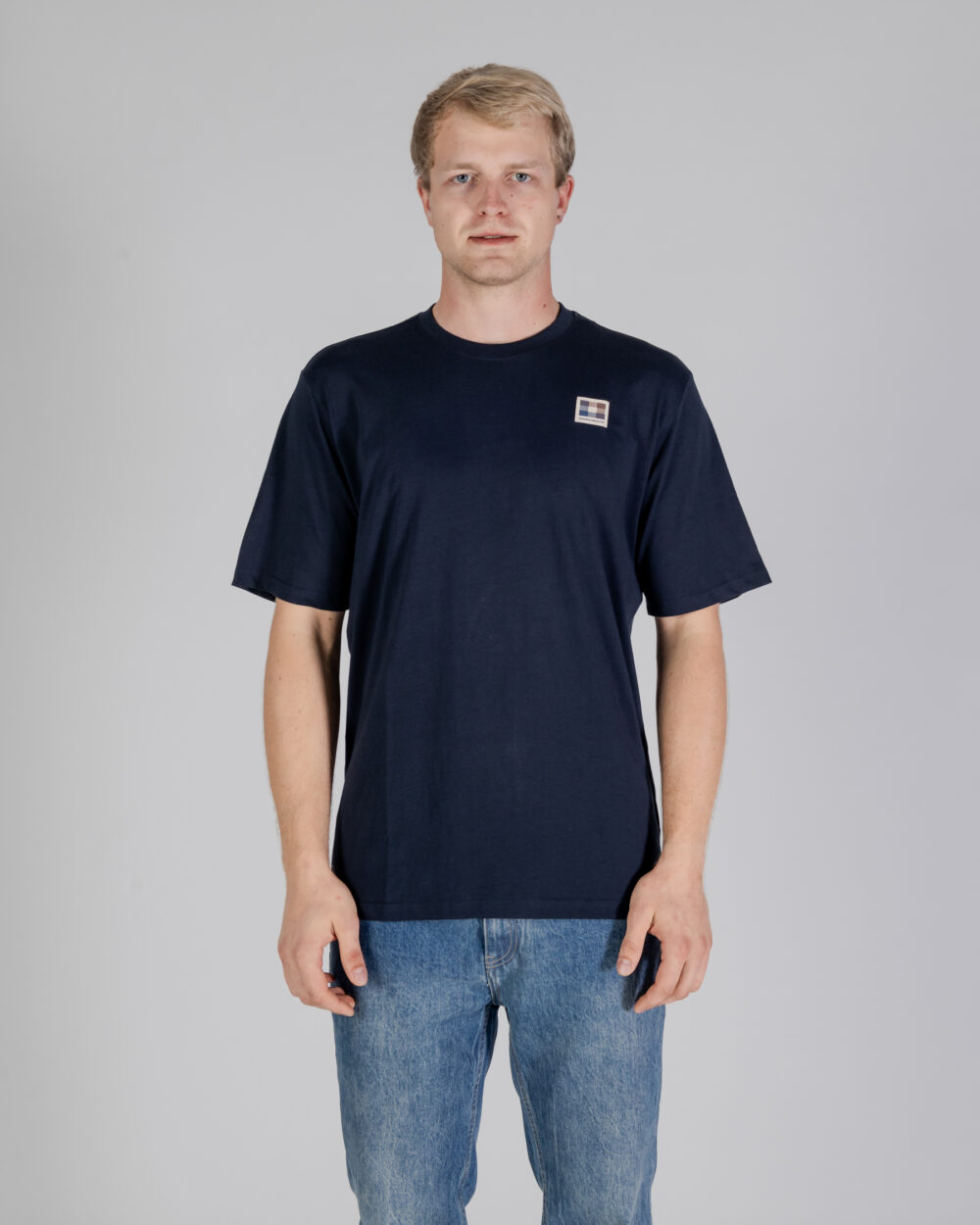 T-shirt Aquascutum ACTIVE CLUB CHECK PATCH T-SHIRT Blu - Foto 1