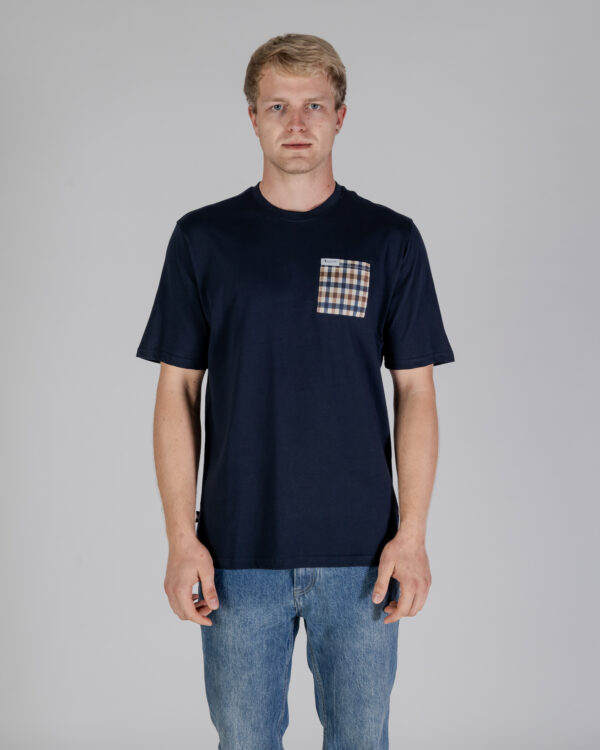 T-shirt Aquascutum ACTIVE CLUB CHECK POCKET T-SHIRT Blu - Foto 1