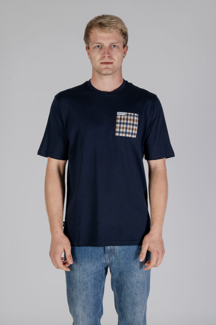 T-shirt Aquascutum ACTIVE CLUB CHECK POCKET T-SHIRT Blu