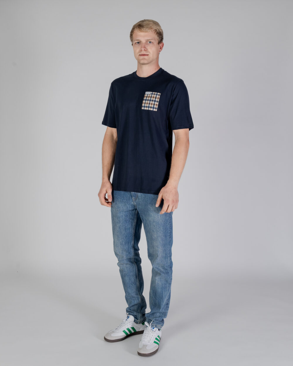 T-shirt Aquascutum ACTIVE CLUB CHECK POCKET T-SHIRT Blu - Foto 2