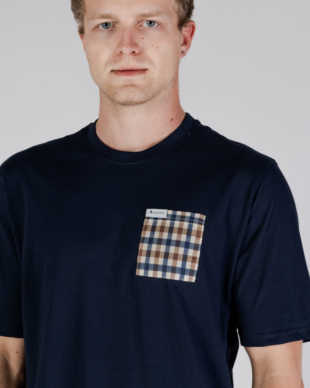 T-shirt Aquascutum ACTIVE CLUB CHECK POCKET T-SHIRT Blu - Foto 4