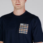 T-shirt Aquascutum ACTIVE CLUB CHECK POCKET T-SHIRT Blu - Foto 4