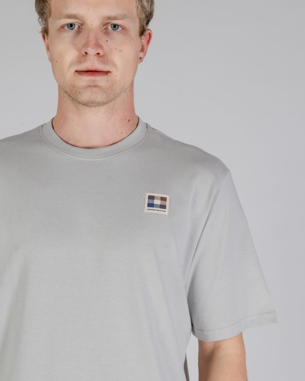 T-shirt Aquascutum ACTIVE CLUB CHECK PATCH T-SHIRT Grigio - Foto 4