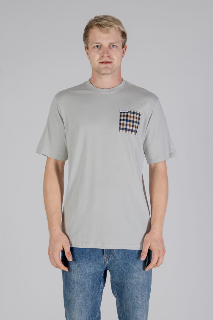 T-shirt Aquascutum ACTIVE CLUB CHECK POCKET T-SHIRT Grigio