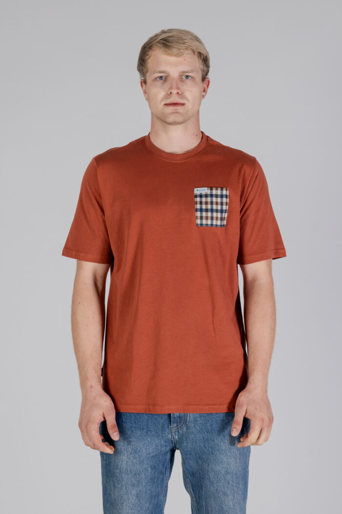 T-shirt Aquascutum ACTIVE CLUB CHECK POCKET T-SHIRT Ruggine