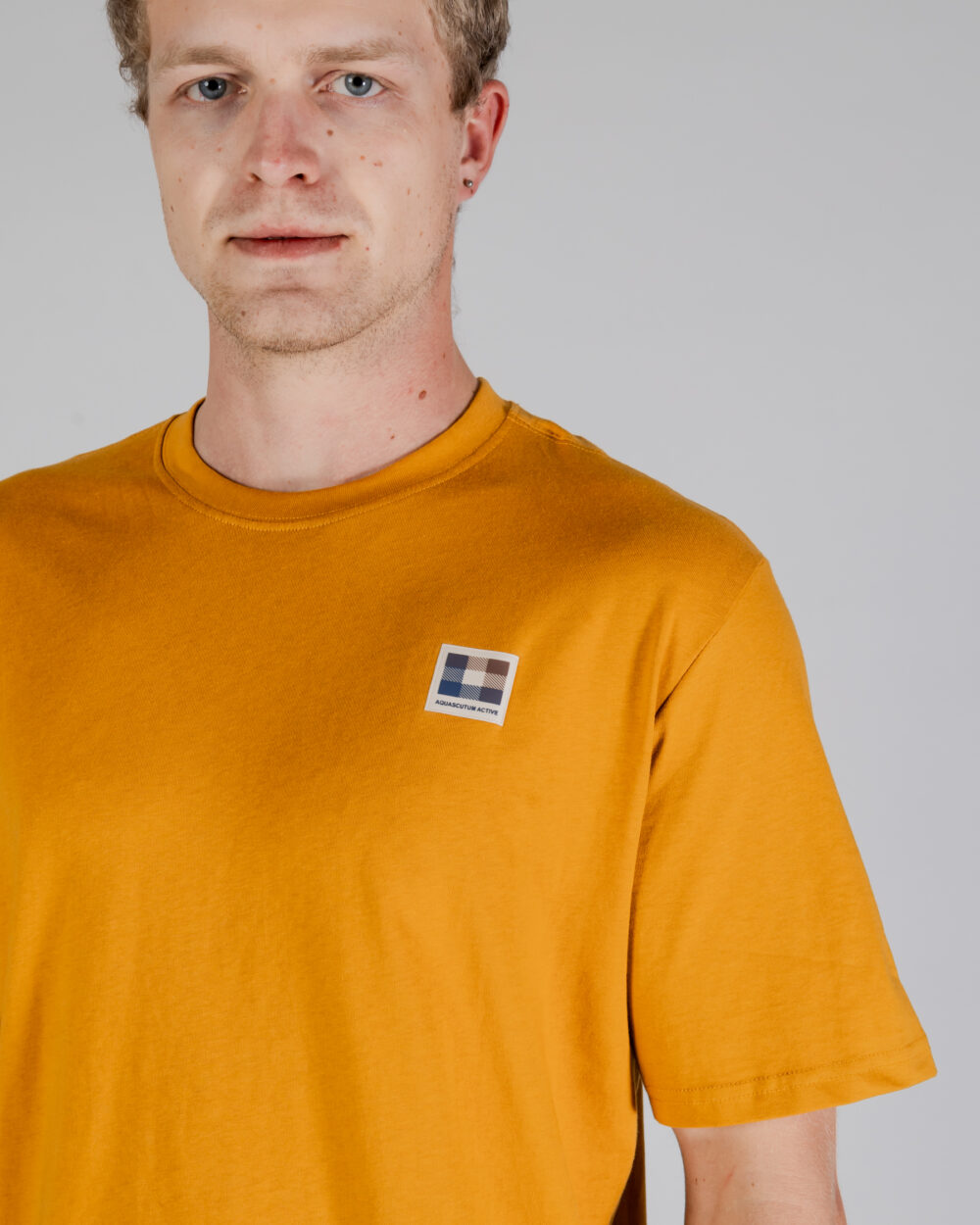 T-shirt Aquascutum ACTIVE CLUB CHECK PATCH T-SHIRT Senape - Foto 4