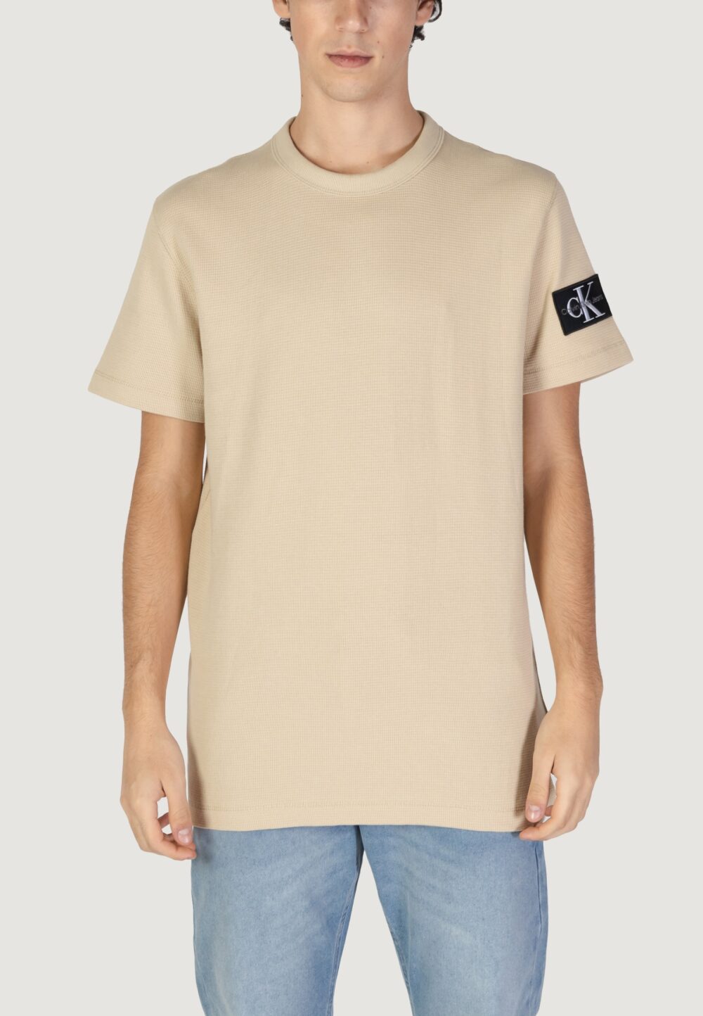 T-shirt Calvin Klein Jeans BADGE WAFFLE TEE Beige - Foto 1