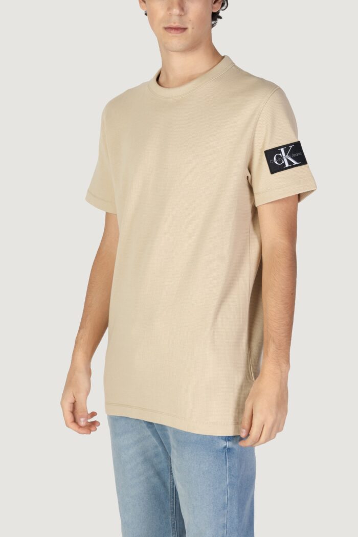 T-shirt Calvin Klein BADGE WAFFLE TEE Beige