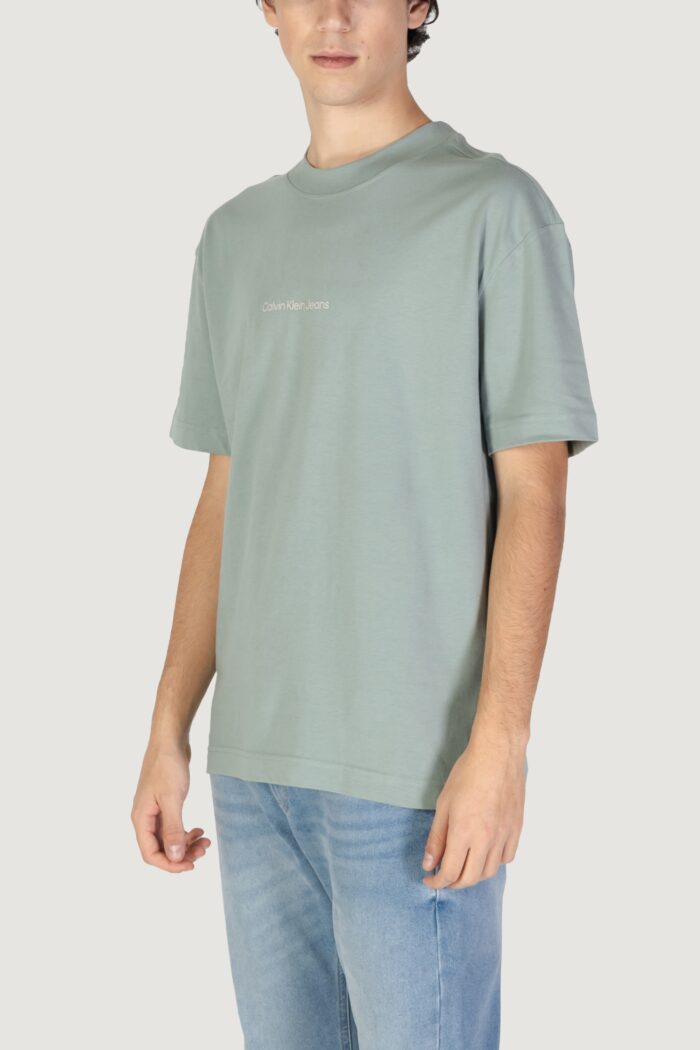 T-shirt Calvin Klein GRID MONOGRAM TEE VERDE SALVIA