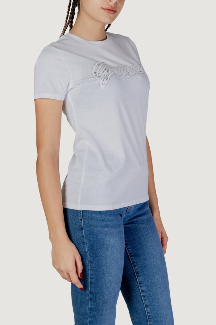 T-shirt Guess SS SCRIPT LACE LOGO Bianco – W5RI08 K9RM1