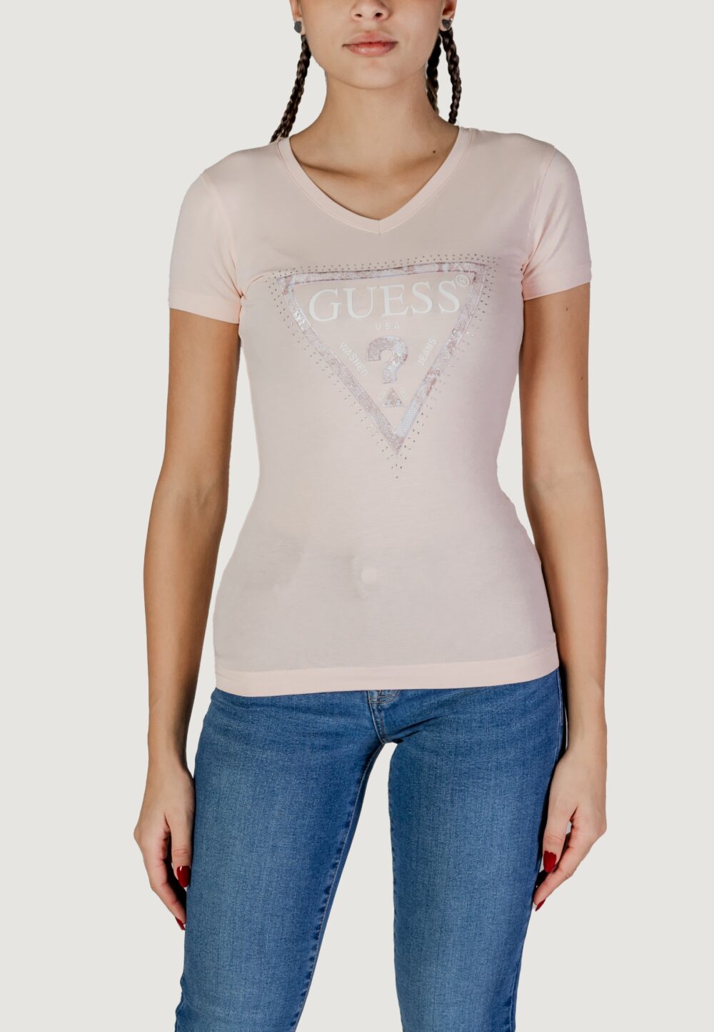 T-shirt Guess SS VN PYTHON TRIANGLE Rosa - Foto 1