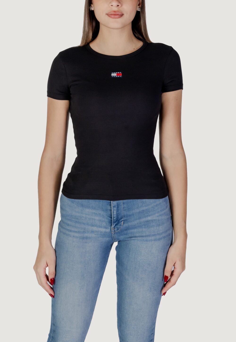 T-shirt Tommy Hilfiger Jeans TJW BADGE RIB Nero - Foto 1