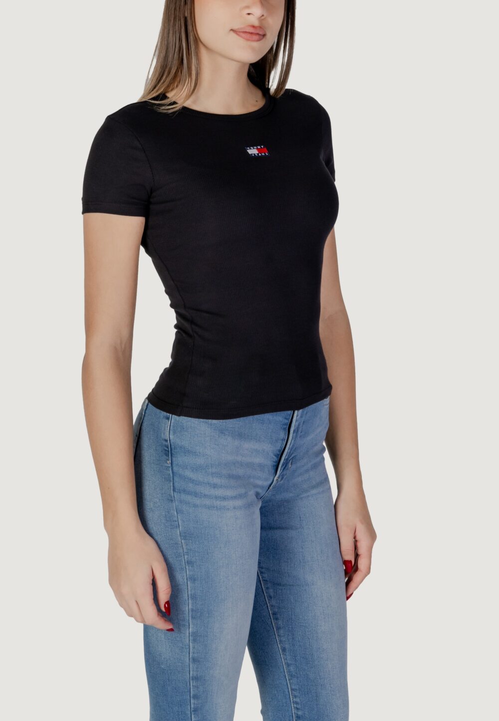 T-shirt Tommy Hilfiger Jeans TJW BADGE RIB Nero - Foto 3