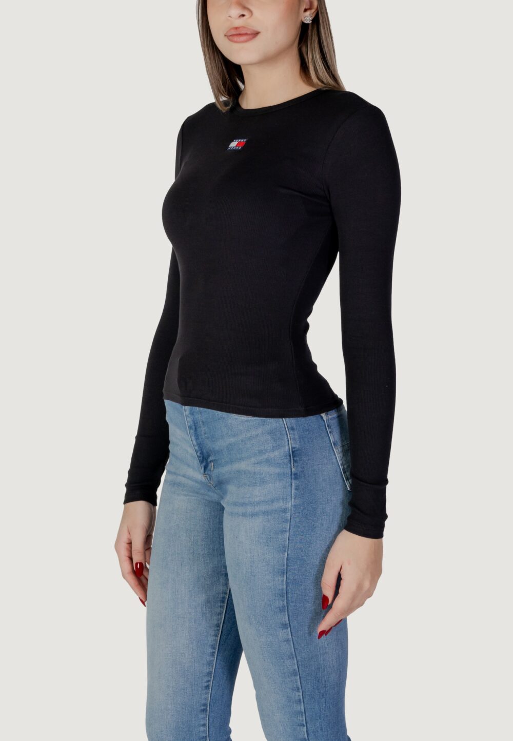 T-shirt Tommy Hilfiger Jeans TJW LS BADGE TE Nero - Foto 2