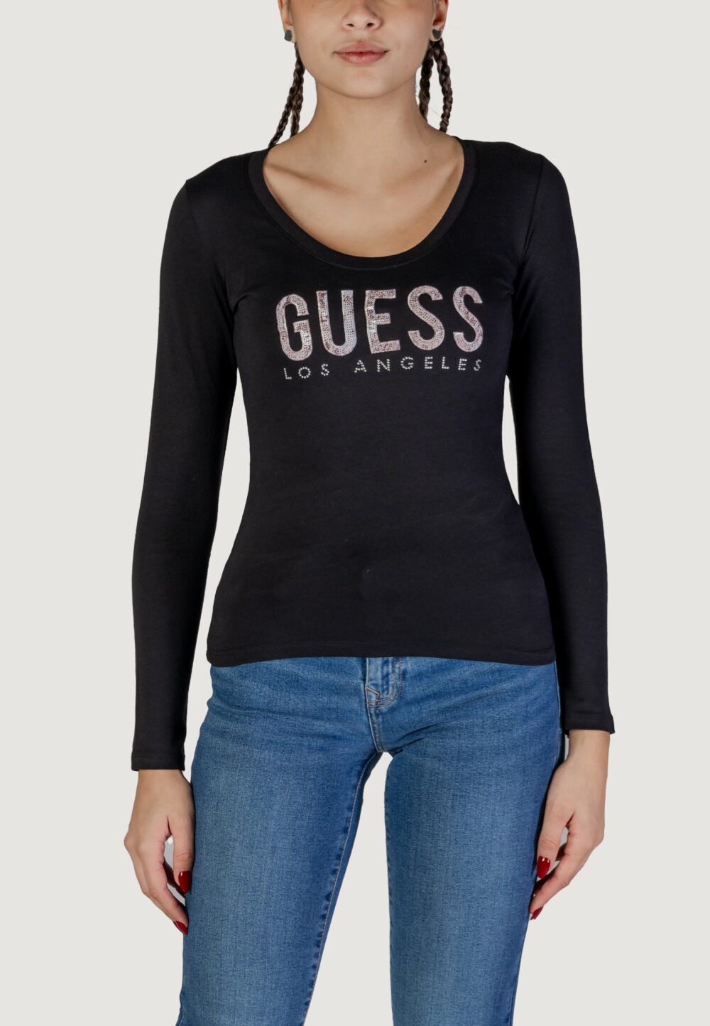 T-shirt manica lunga Guess LS CN PYTHON LOGO Nero - Foto 1