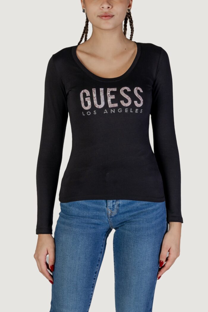 T-shirt manica lunga Guess LS CN PYTHON LOGO Nero