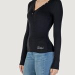 T-shirt manica lunga Guess LS KYLA RIB HENLEY Nero - Foto 2