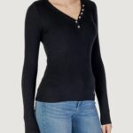 T-shirt manica lunga Guess LS KYLA RIB HENLEY Nero - Foto 3