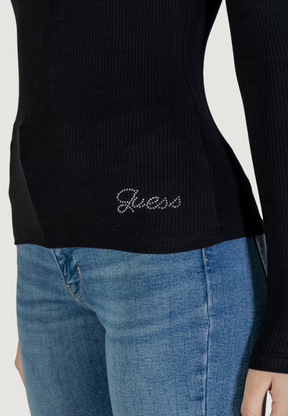 T-shirt manica lunga Guess LS KYLA RIB HENLEY Nero - Foto 5