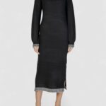 Vestito midi Vila Clothes VISONJA MIDI BODYCON MIDI KNIT DRESS /KA Nero - Foto 2