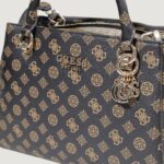 Borsa Guess EVELUNE LRG GIRLFRIEND SATCHEL Marrone - Foto 5