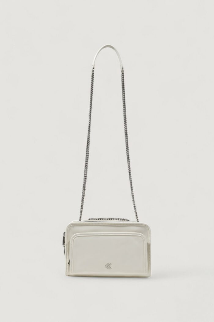 Borsa Calvin Klein UTILITY DBL ZIP CAMERA Bianco