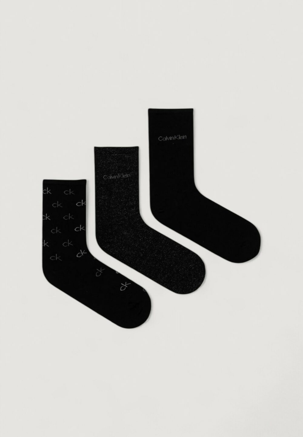 Calzini Calvin Klein SOCK 3P LUREX LOGO GI Nero - Foto 3