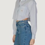 Camicia manica lunga Calvin Klein Jeans WOVEN LABEL CROPPED Celeste - Foto 2