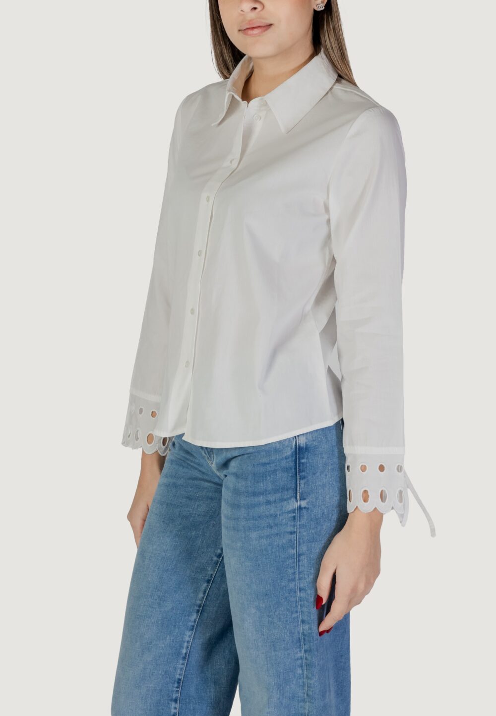 Camicia manica lunga Jacqueline de Yong JDYMIMI L/S CUTOUT SHIRT WVN Bianco - Foto 2