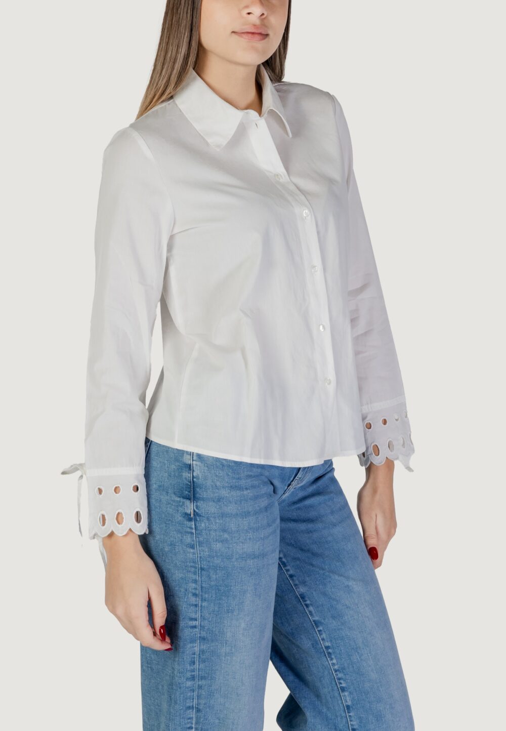 Camicia manica lunga Jacqueline de Yong JDYMIMI L/S CUTOUT SHIRT WVN Bianco - Foto 3